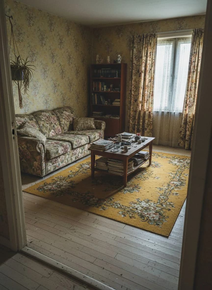 Living room before AI interior design transformation